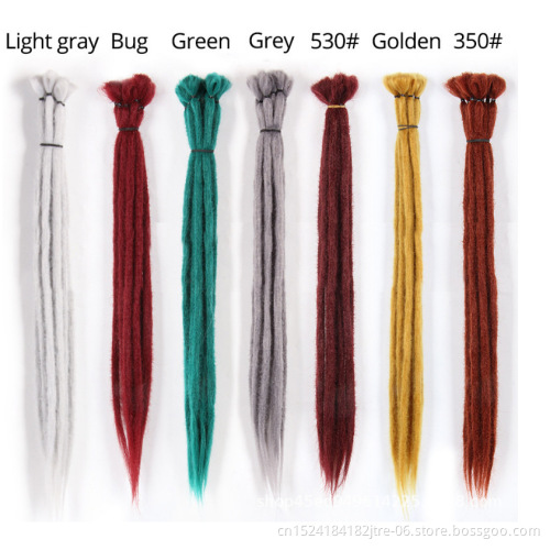 2 color custom silk double ended dreadlocks hair extensions product, fluffy 24" long 0.4cm dreadlock braids hair weave in bulk